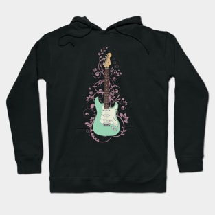 Surf Green S-Style Electric Guitar Flowering Vines Hoodie